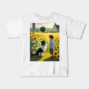 child hanging out with a dog. Kids T-Shirt